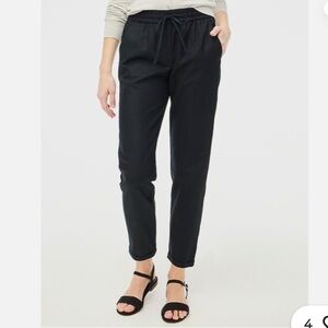 J. Crew Black Linen Blend Cropped & Cuffed Pull-On Pants NWT Size 8 Petite